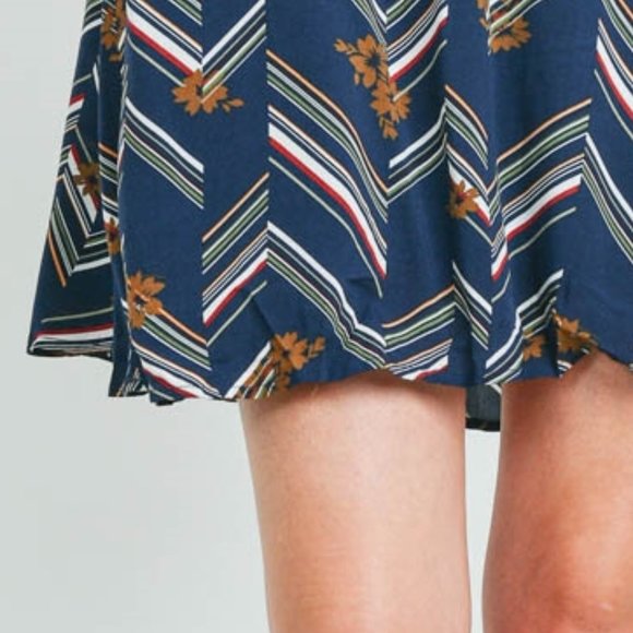Mixed Print Mini Dress Navy Blue - Picture 7 of 10